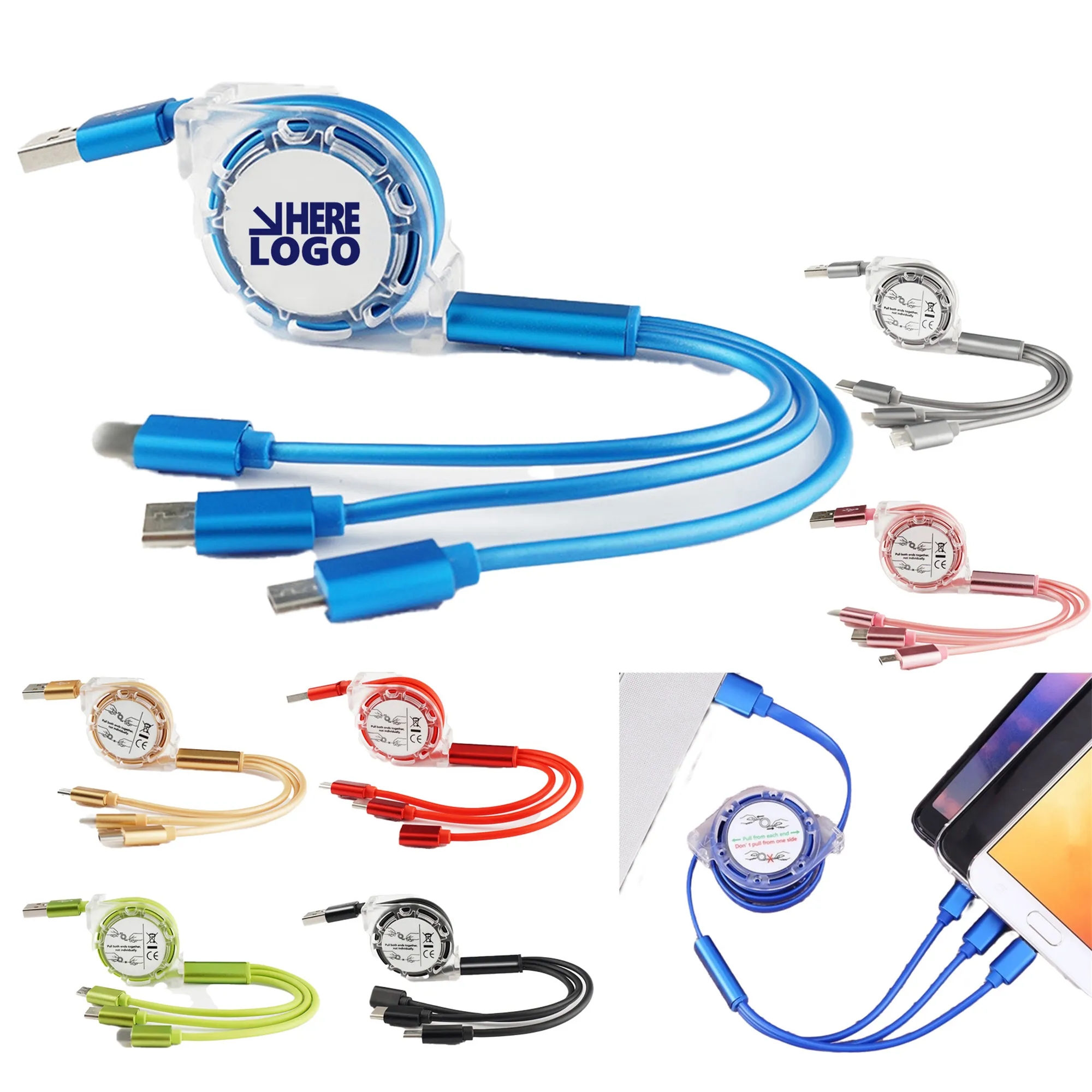 3-In-1 Retractable USB Charging Cable