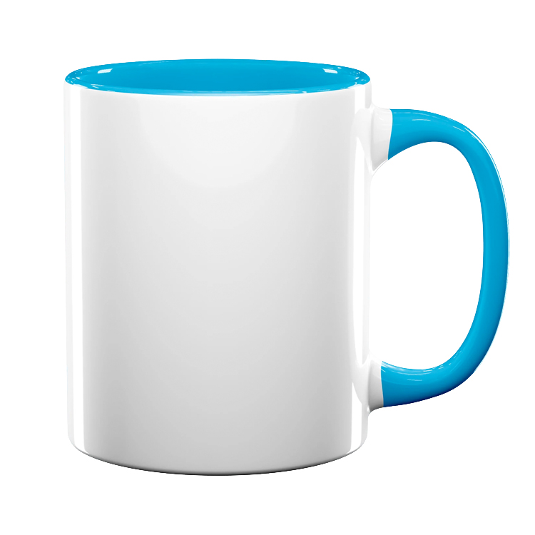 11oz Full Color Light Blue Colored Handle Mug 2