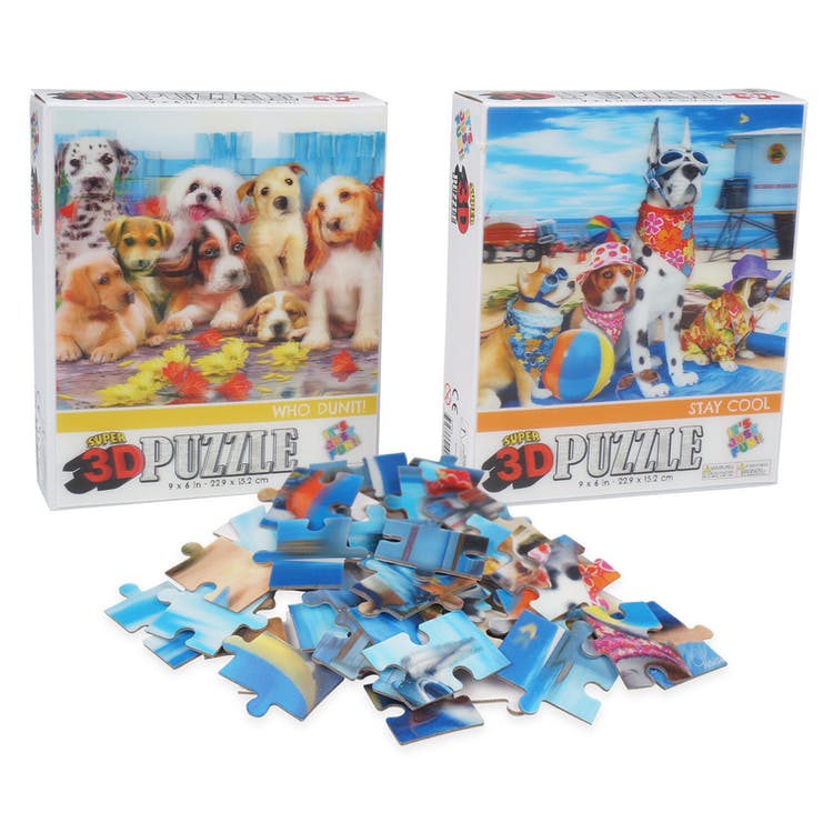 3D Dog Puzzles - 2 Styles 9" x 6" 2