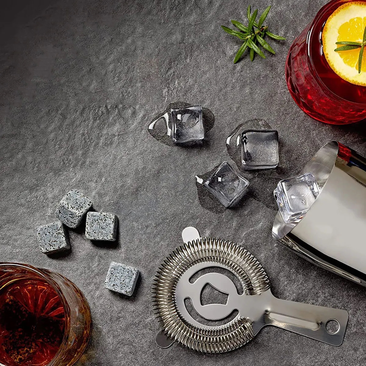 Granite Chilling Whiskey Cube Rocks Set 3