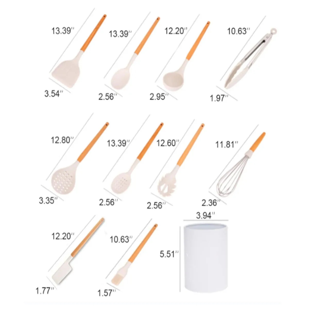 Heat Resistant Wooden Handle Silicone Kitchen Utensil Set 4
