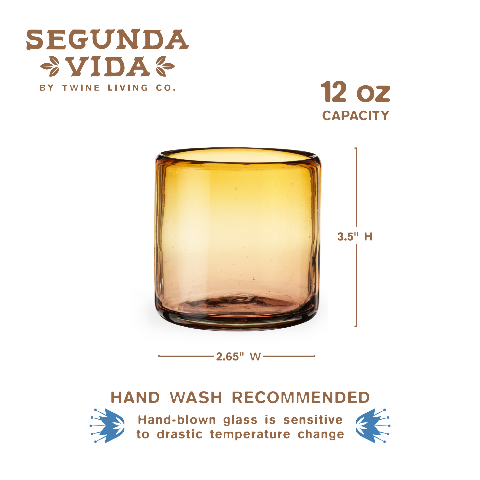 Twine Living® El Ocaso Recycled Glass Tumbler, set of 2 4