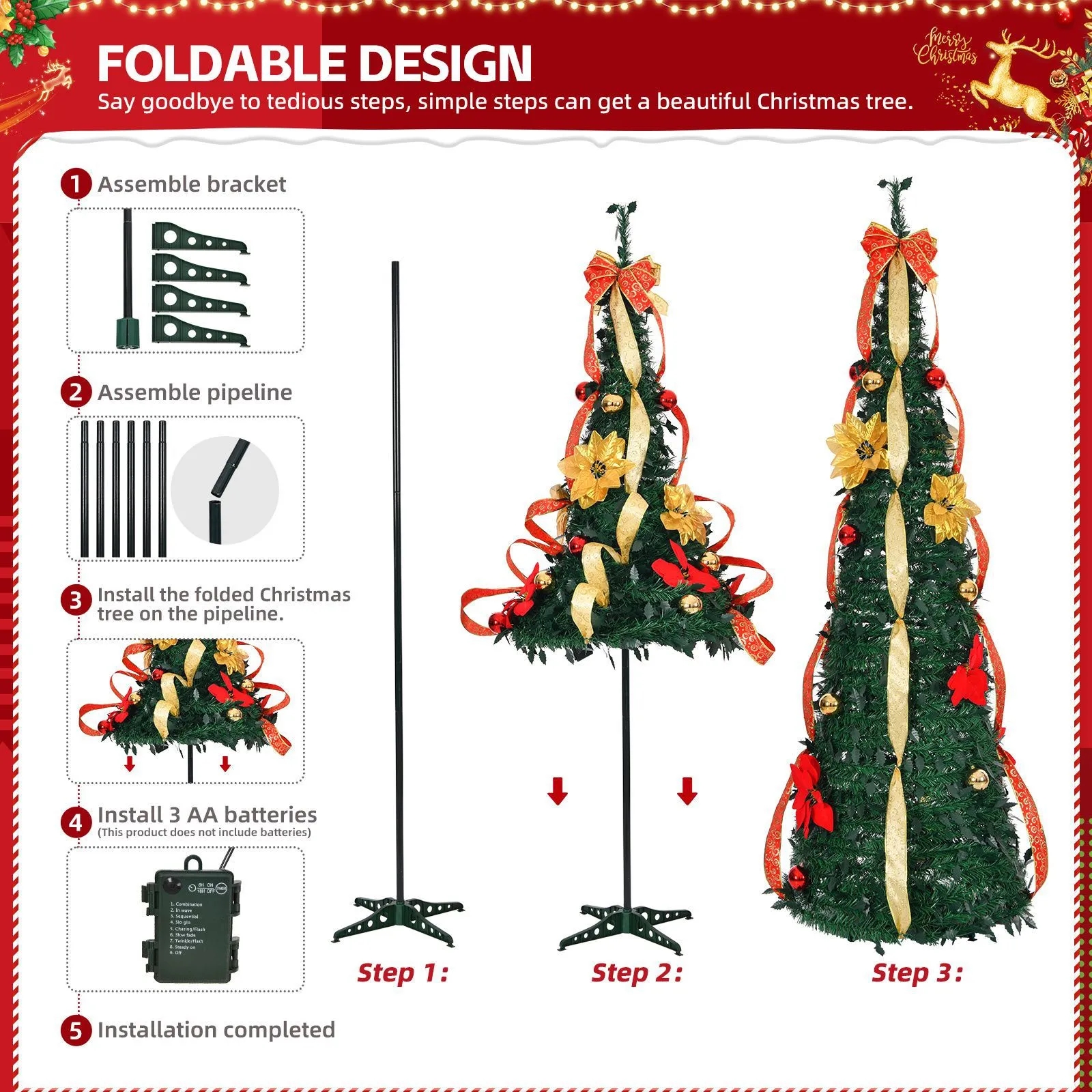 Multi-Style Telescopic Folding Christmas Tree 2