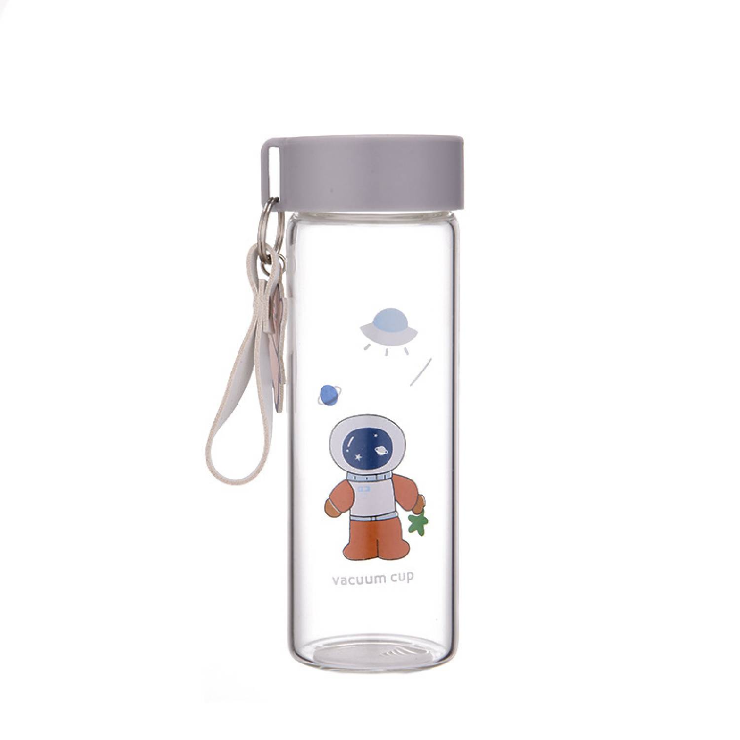 Transparent cute glass cup with lanyard 4