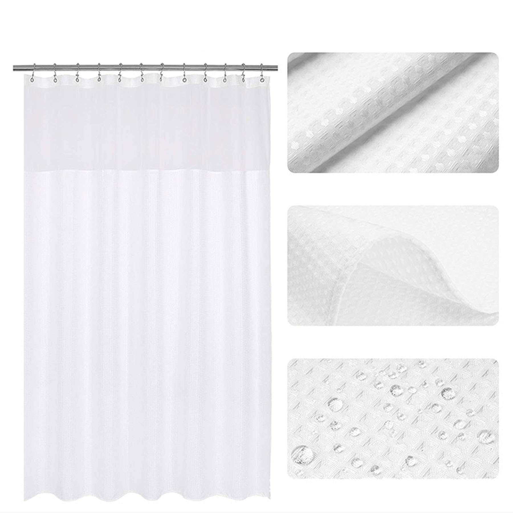 Waffle Weave Shower Curtain with Snap-in Fabric Liner Set 2