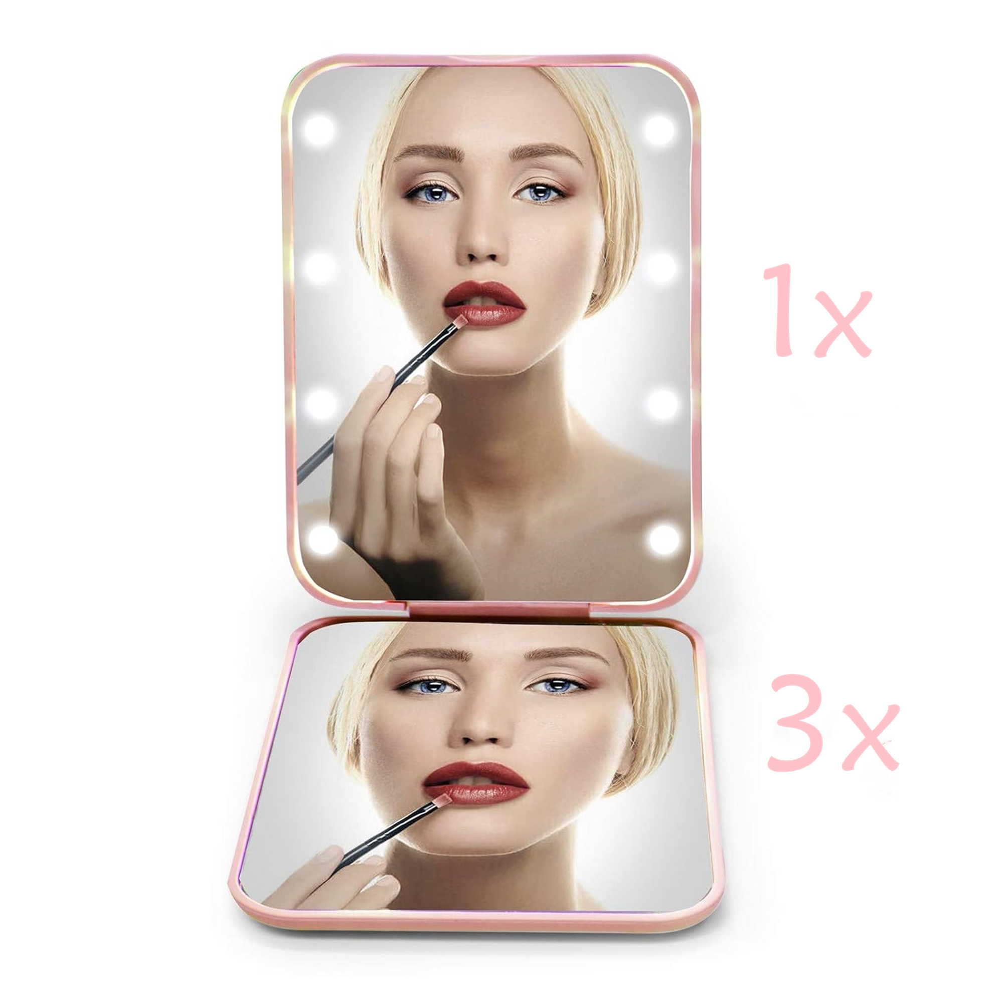 1X/2X Magnification LED Compact Travel Makeup Mirror 4