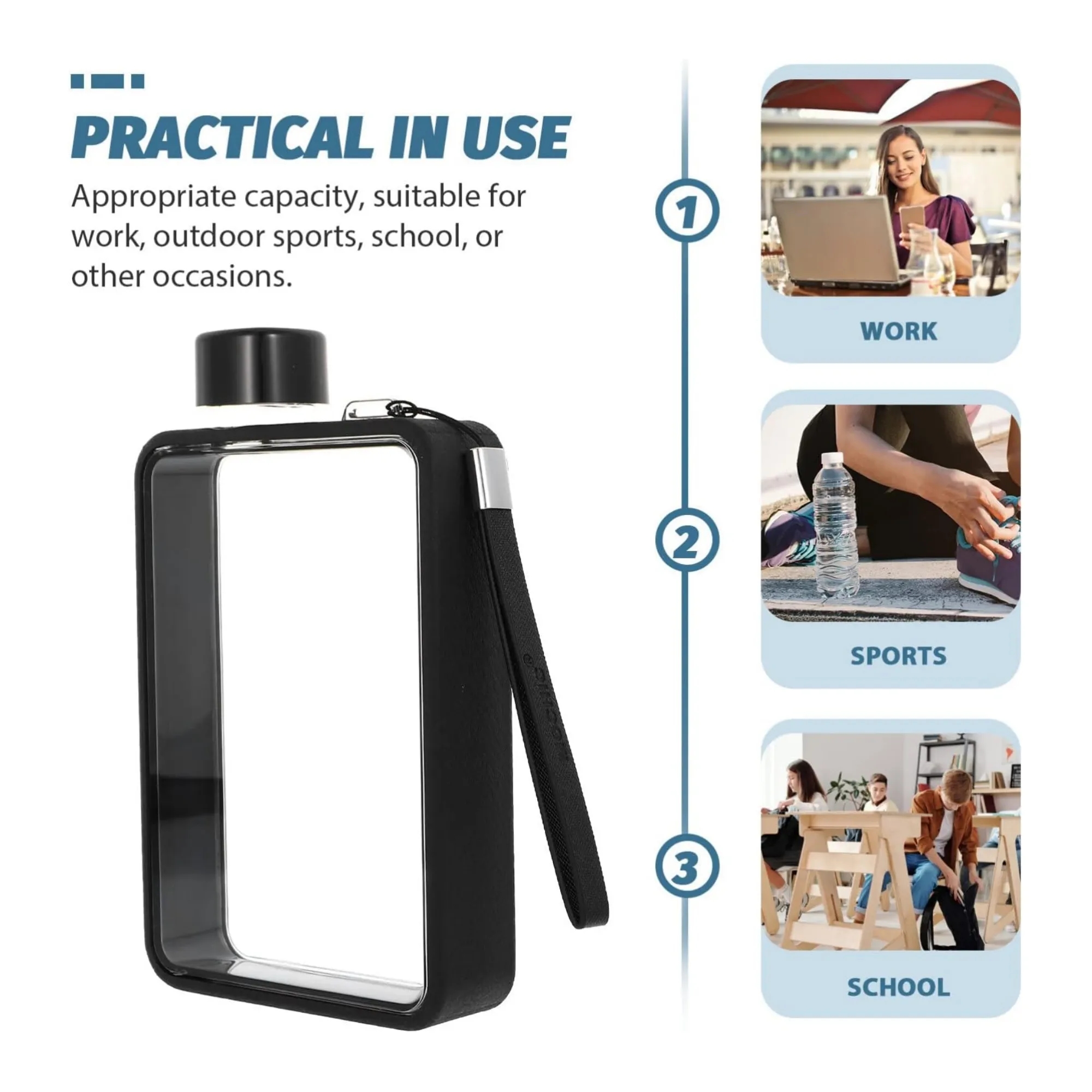 13OZ Sleek & Durable Polycarbonate Flat Water Bottle 9