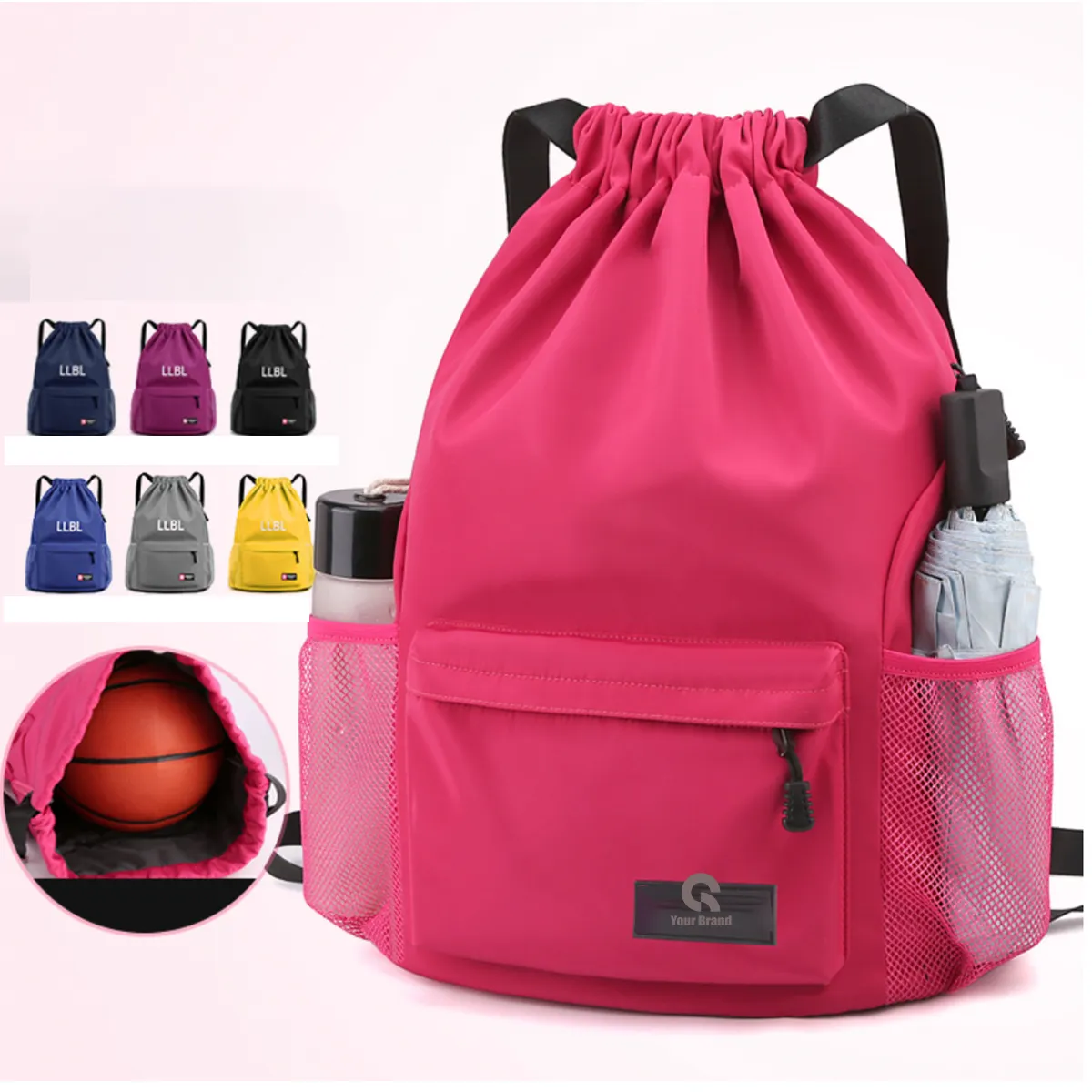 Drawstring Sports Waterproof Backpack All-Over Printing 6