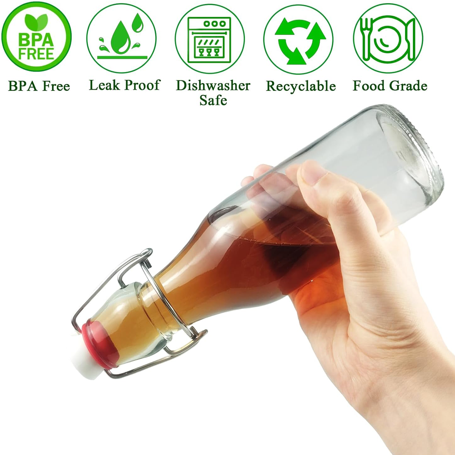 8.5oz Food-Grade Flip Top Glass Bottle 5