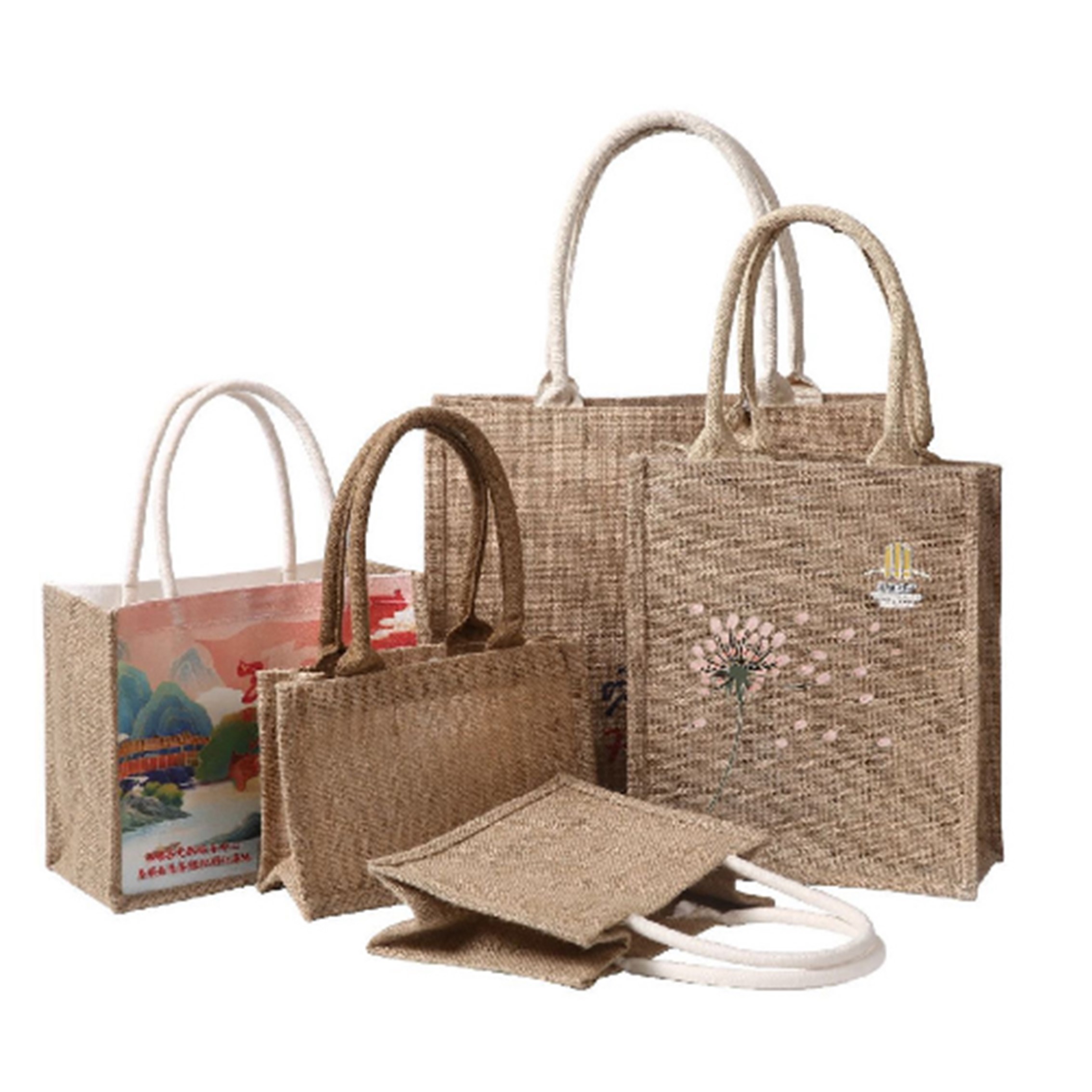 Customized Size Printing Logo Jute Tote Bag 1