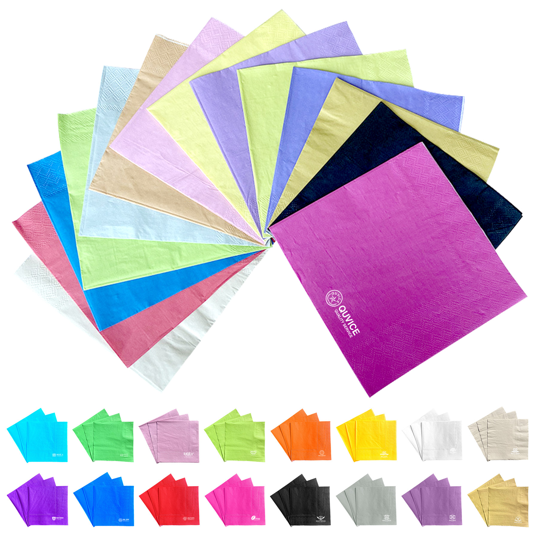 2 Ply 5'' Custom Colorful Cocktail Napkins 5
