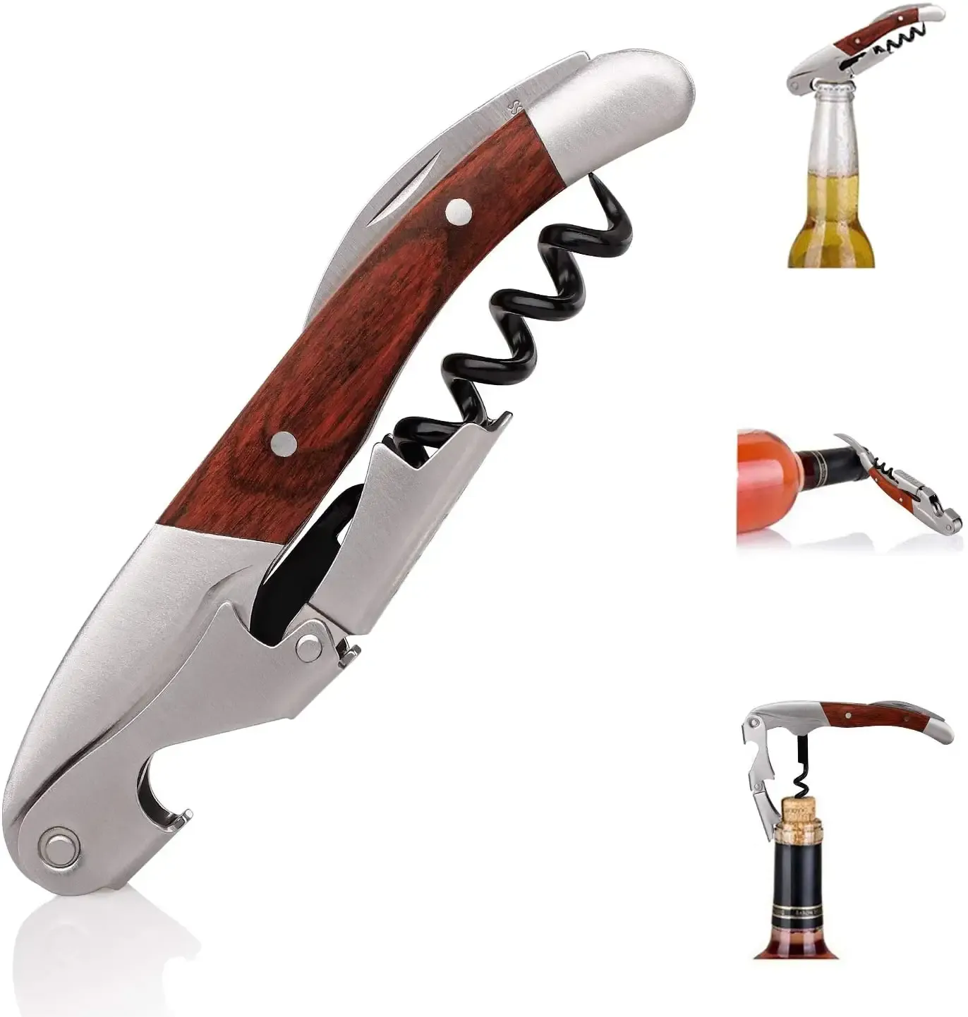 Advanced Stainless Steel Bottle Opener With Wooden Handle 5