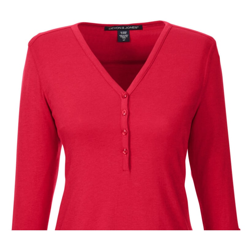 Devon & Jones Ladies' Perfect Fit™ Y-Placket Convertible Sleeve Knit Top 12