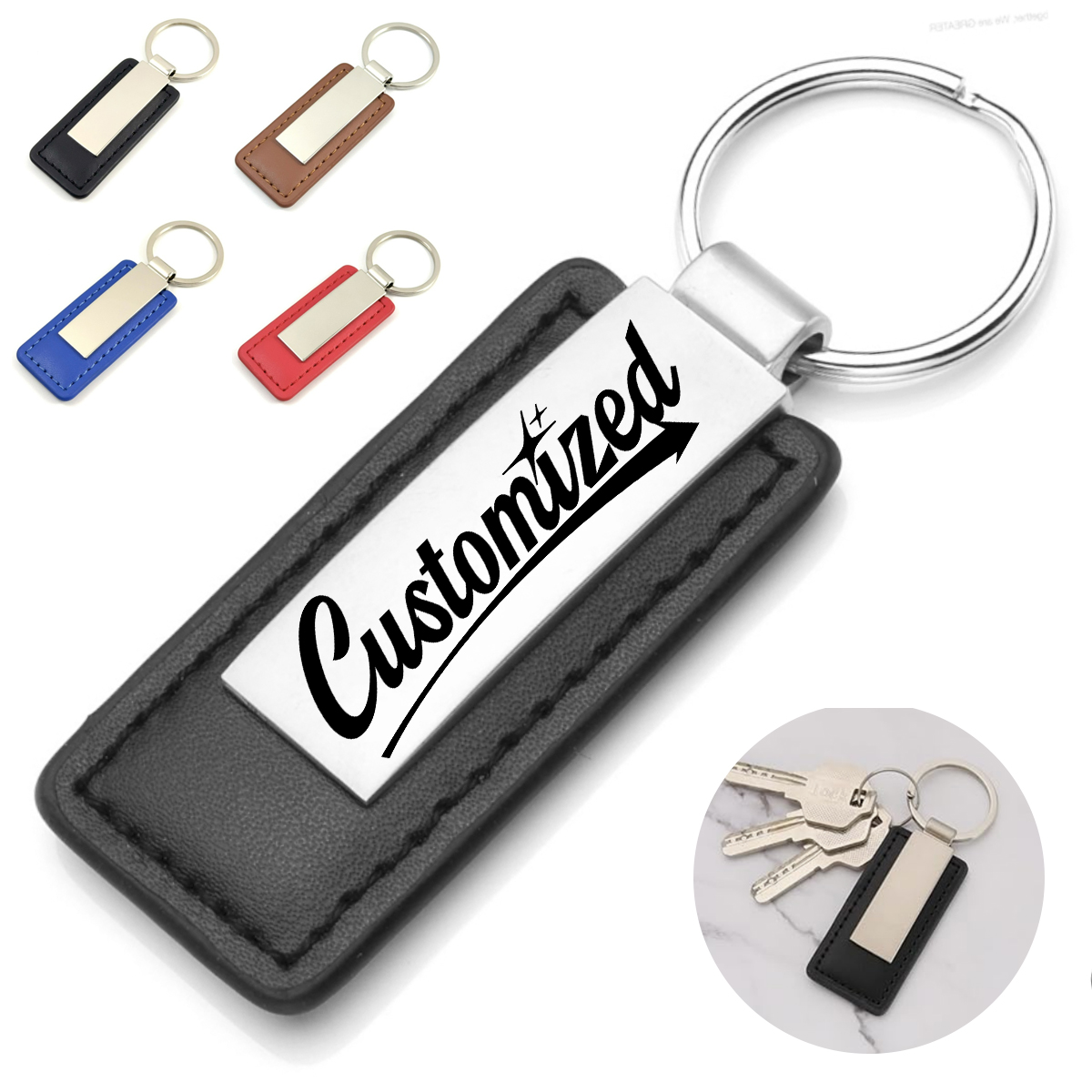 PU Leather and Metal Keychain with Custom Logo Engraving 9