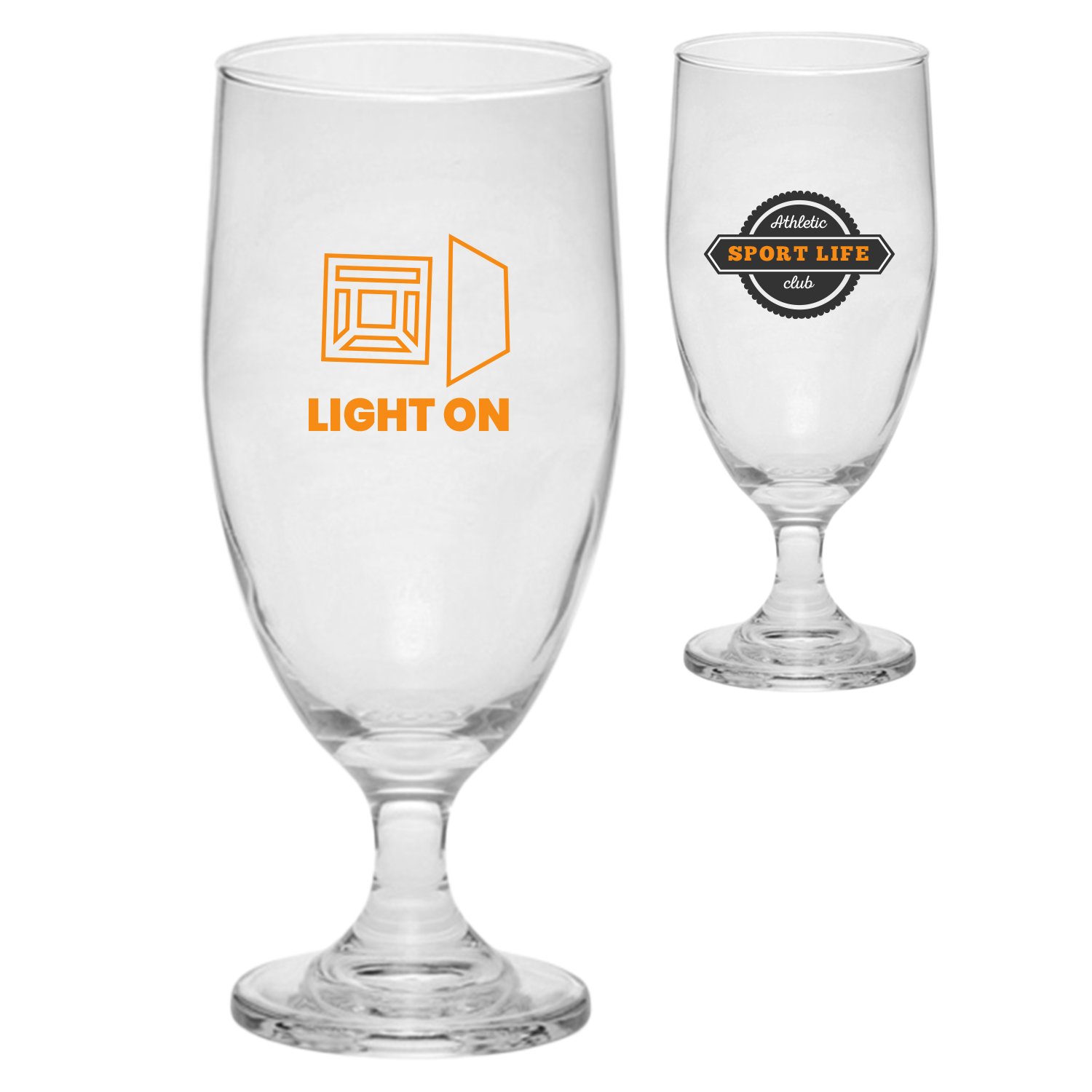 20 oz. Clear Water Goblet Glasses, custom glassware with logo imprint 2