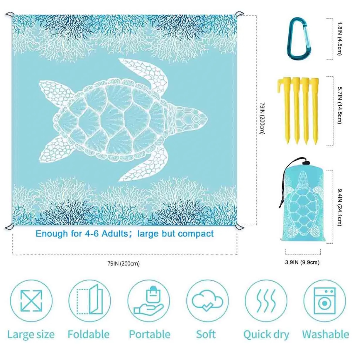 Large Sandproof Beach Blanket (79in*79in) 4