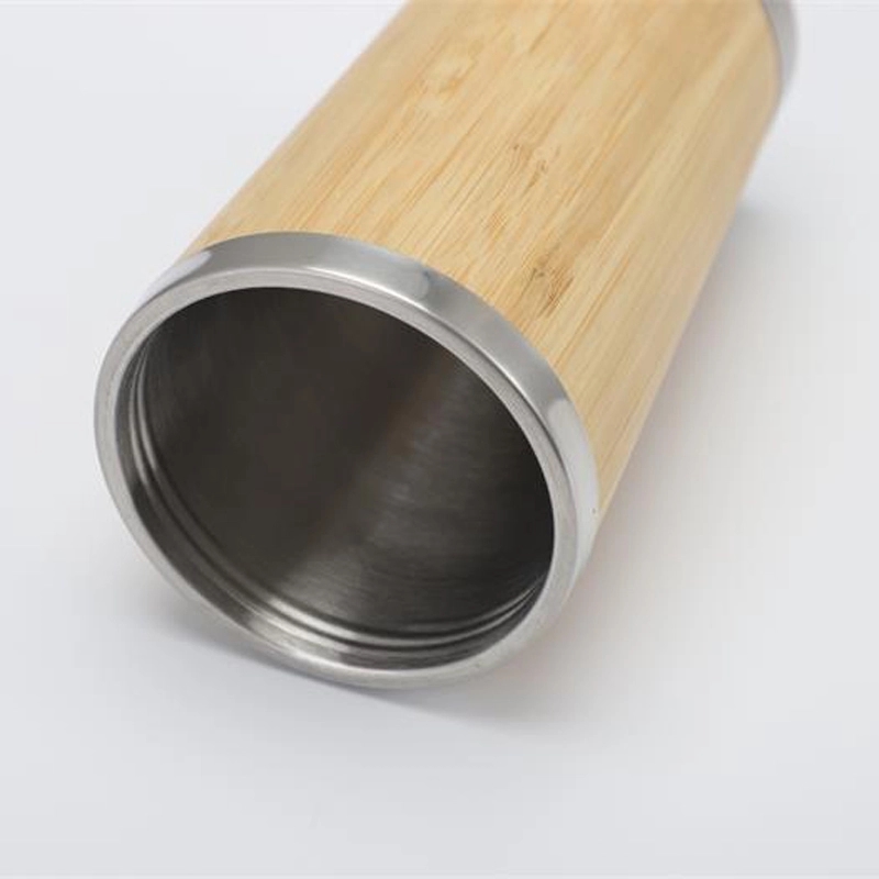 Custom 14 oz Insulated Bamboo Travel Tumbler With Lid 6