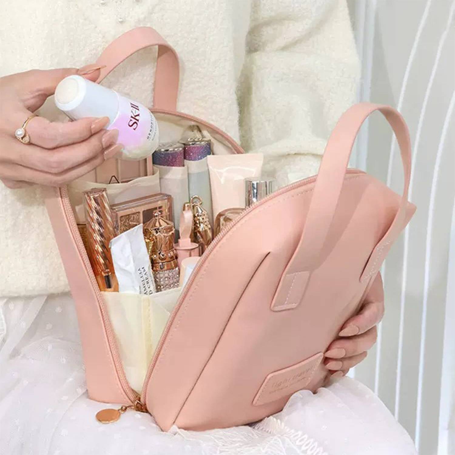 Portable PU Leather Cosmetic Bag – Large Capacity 4
