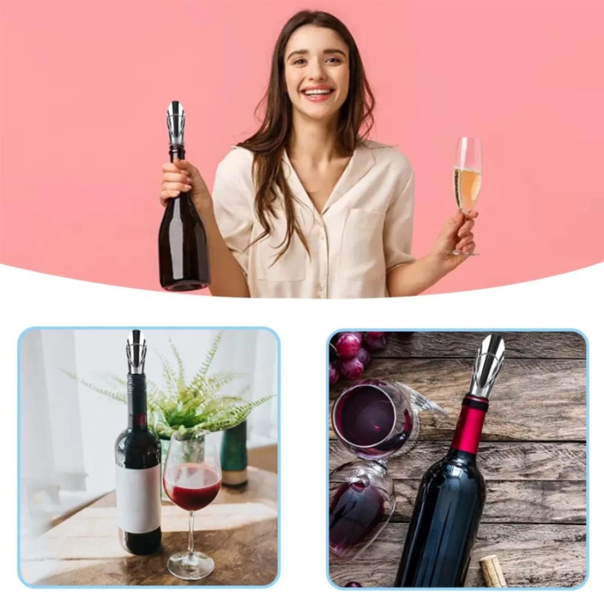Stainless Steel Red Wine Preservation Wine-Stopper Pourer 4
