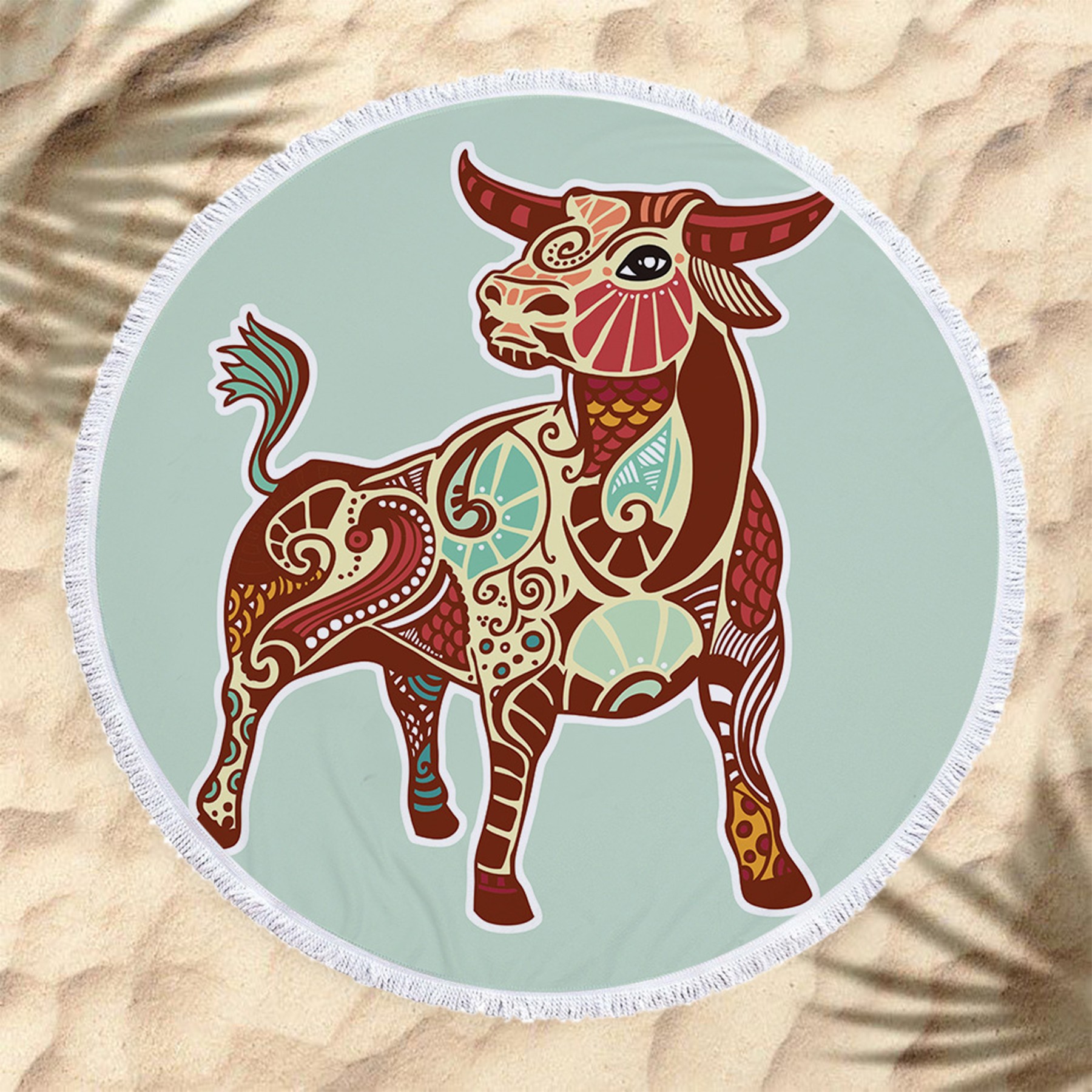 The Zodiac Printing Round Beach Towel With Tassels 8