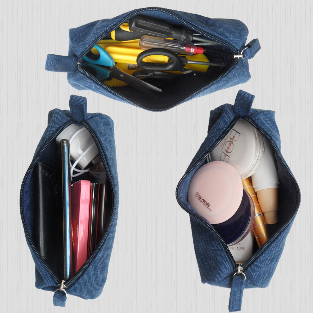 Heavy Canvas Stationery Portable bag Zipper Pencil Case 2