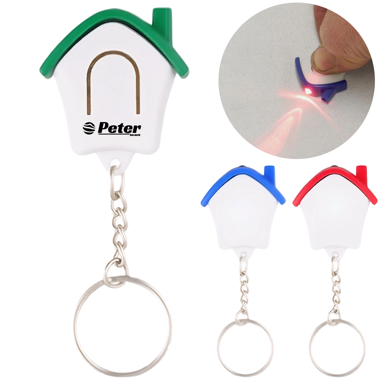 Plastic House Shape LED Light Keychain 3