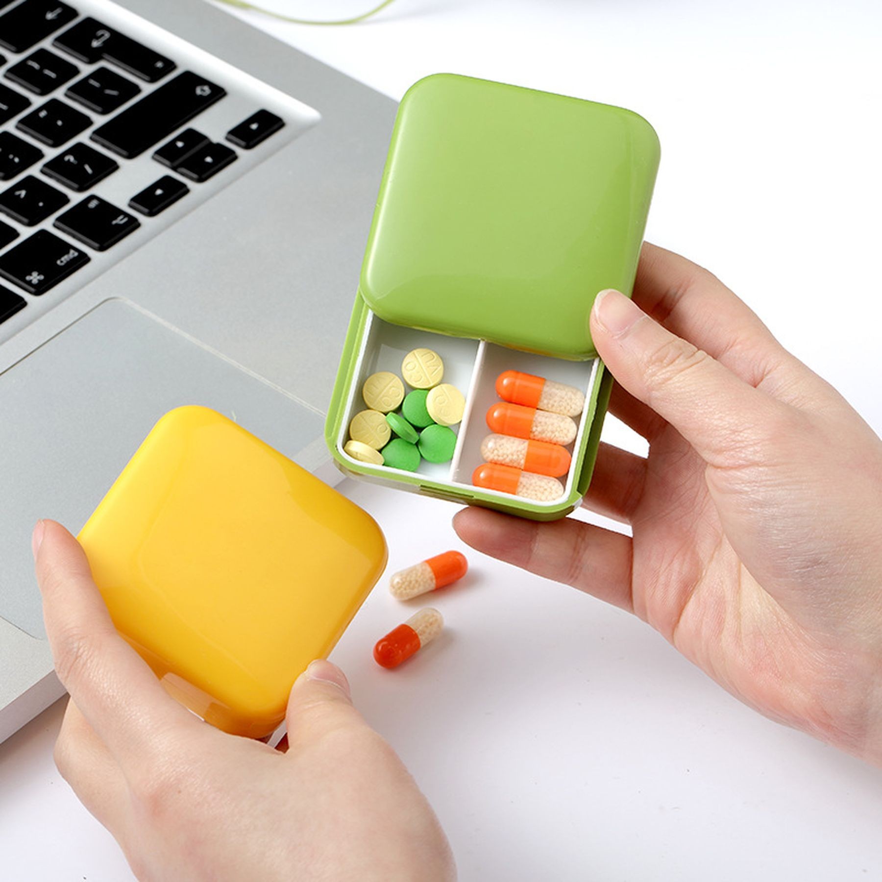 Travel Daily Pill Organizer 2 Compartments Pill Container 12