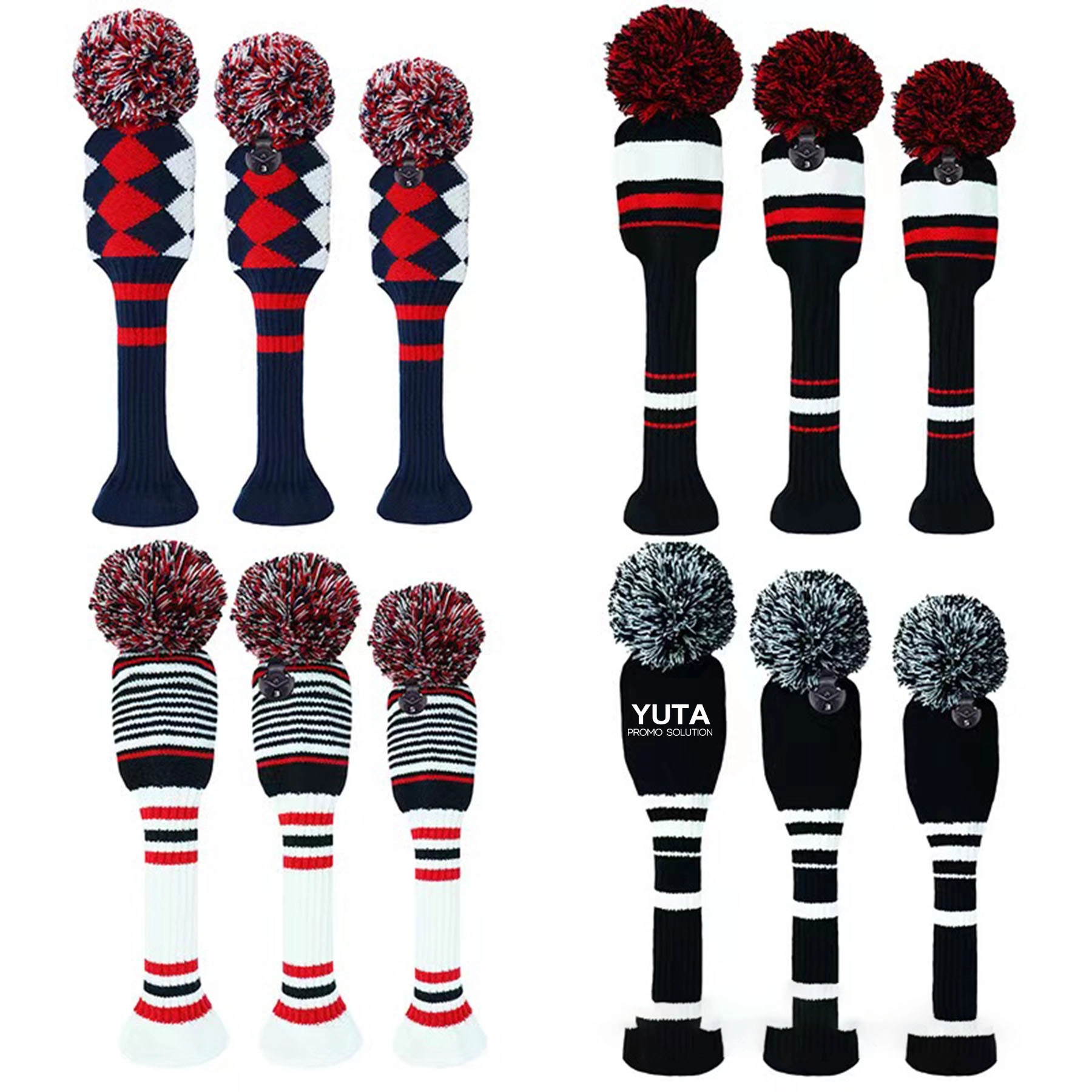Knit Golf Club Head Covers Fairway Hybrids With Number Tag 1