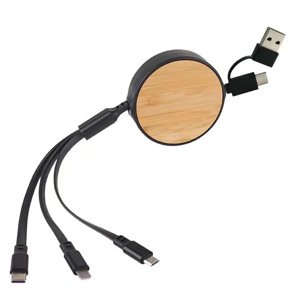 Bamboo Retractable 3-in-1 Charging Cable 5