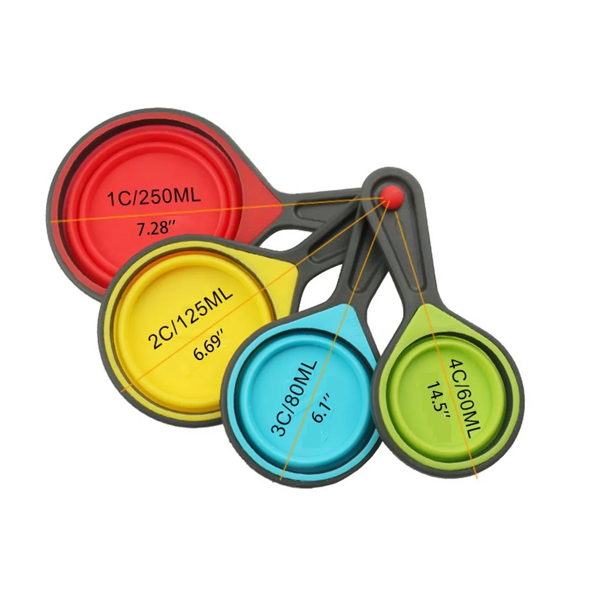 Food Grade Silicone Collapsible Portable Tool Measuring Cup 3