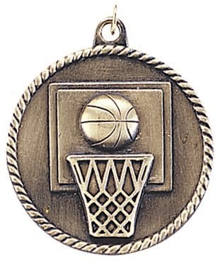 Basketball High Relief Medal, 2" 2