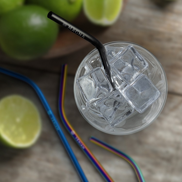 Bent Stainless Steel Straws: Individually sold in Black, Blue, or Rainbow-Mixie