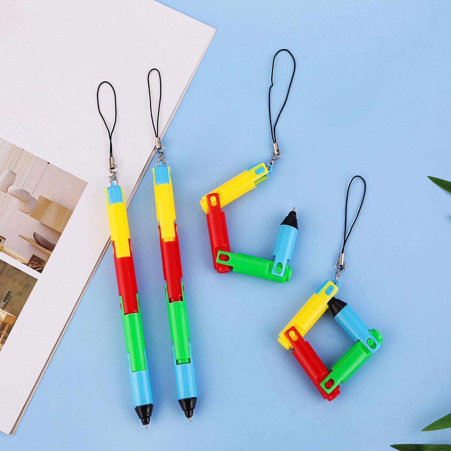 Foldable Plastic Puzzle Ballpoint Pen w/ Hanging Chain 5