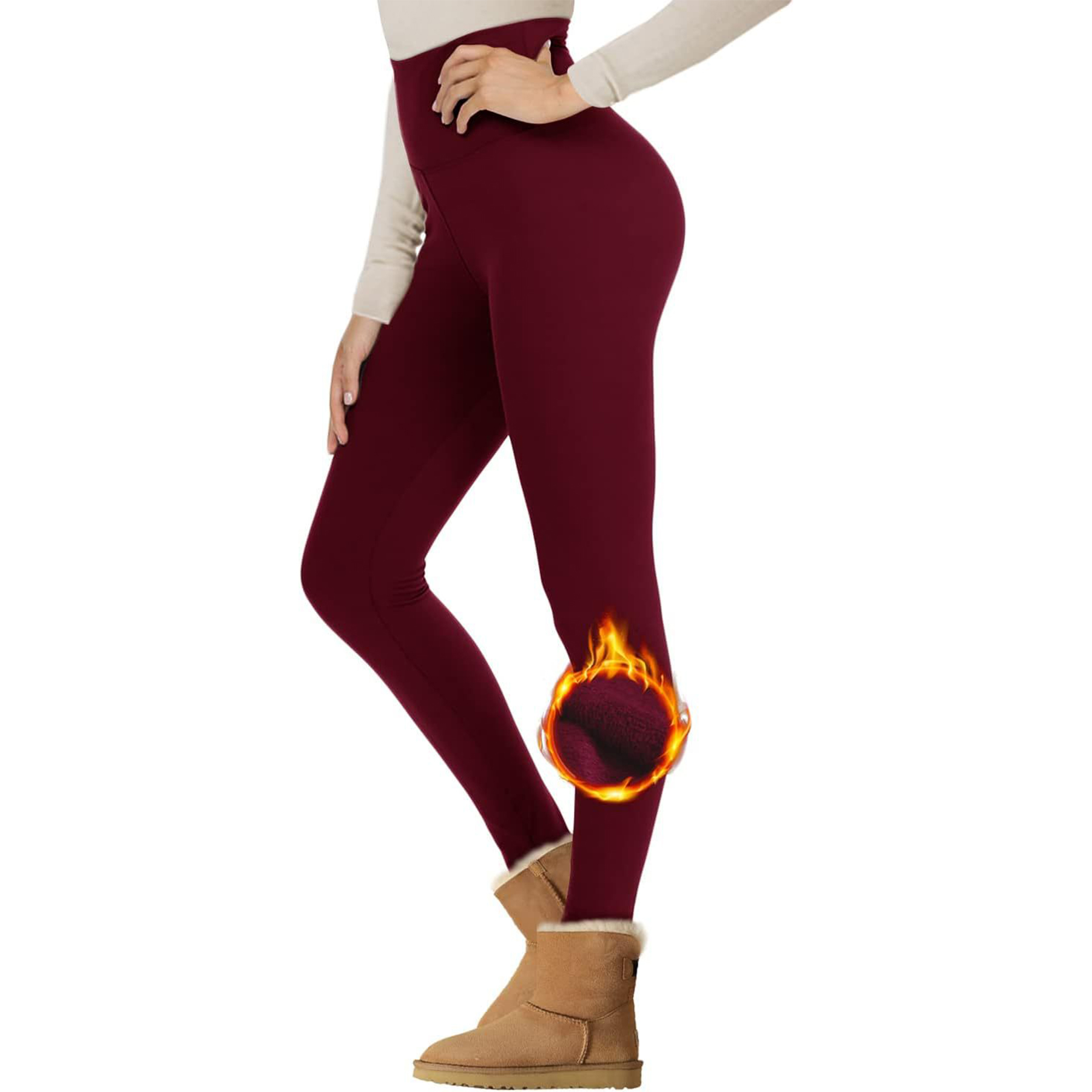 Women Fleece Lined Waist Winter Thermal Yoga Leggings 13