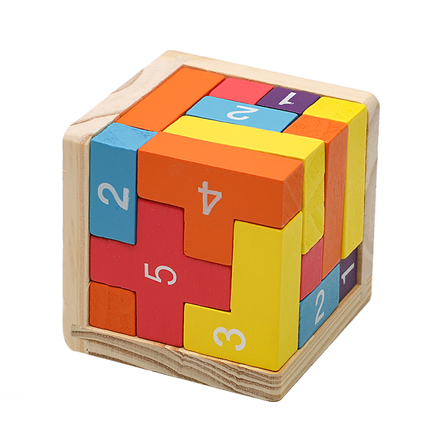 54pcs Fun Wooden Square Building Block Puzzle Toy 10