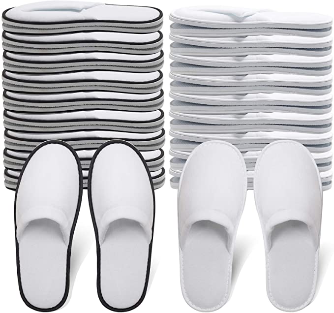Disposable Velvet Padded Close-Toe Indoor Hotel Slippers 7