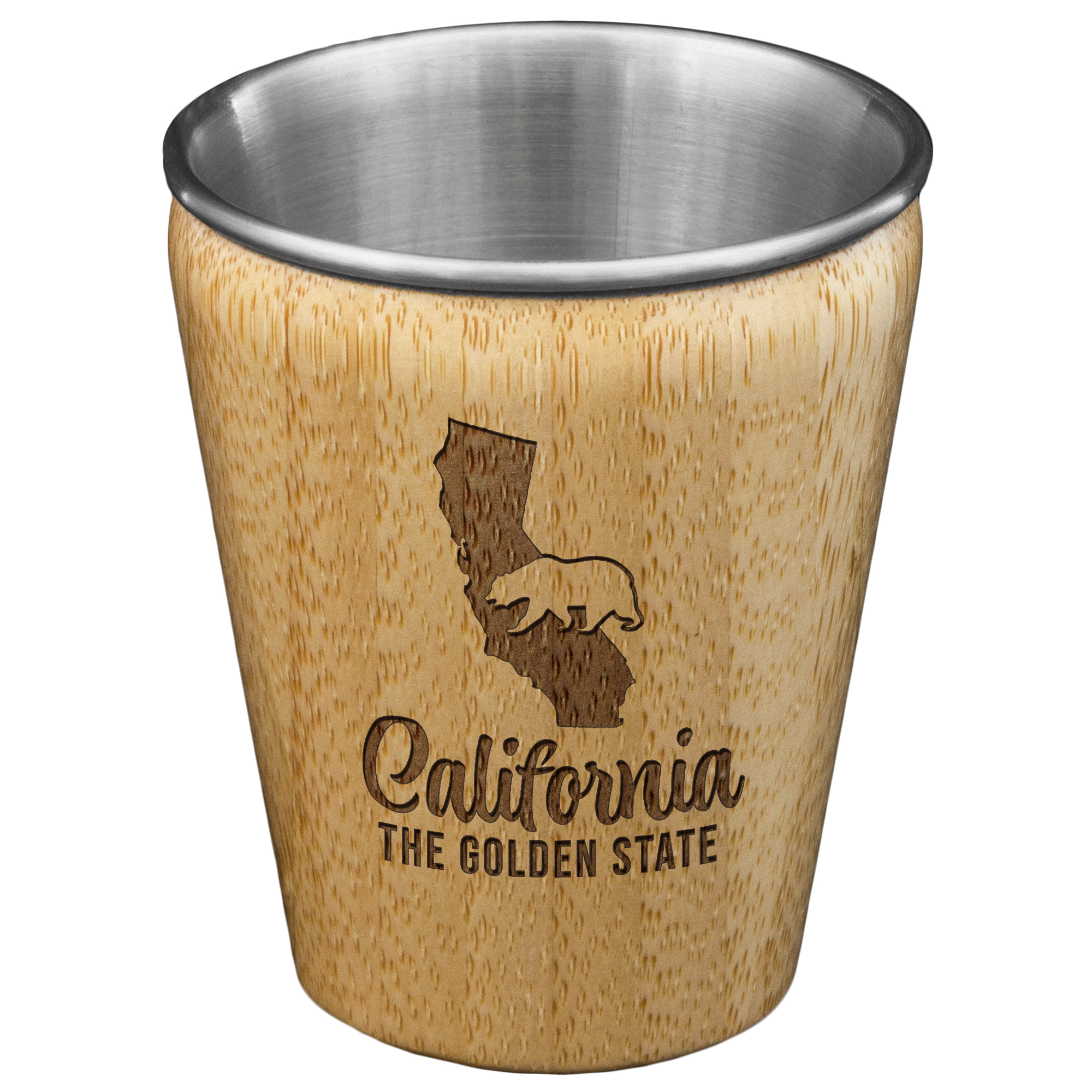 California State Bamboo and Stainless Steel Shot Glass