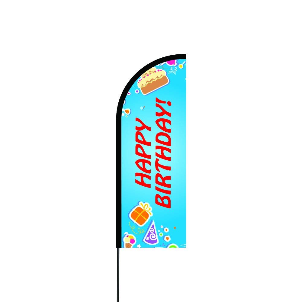 Happy Birthday Flag Kit Hardware 11' Feet Feather Flag Sign Outdoor Banner 2