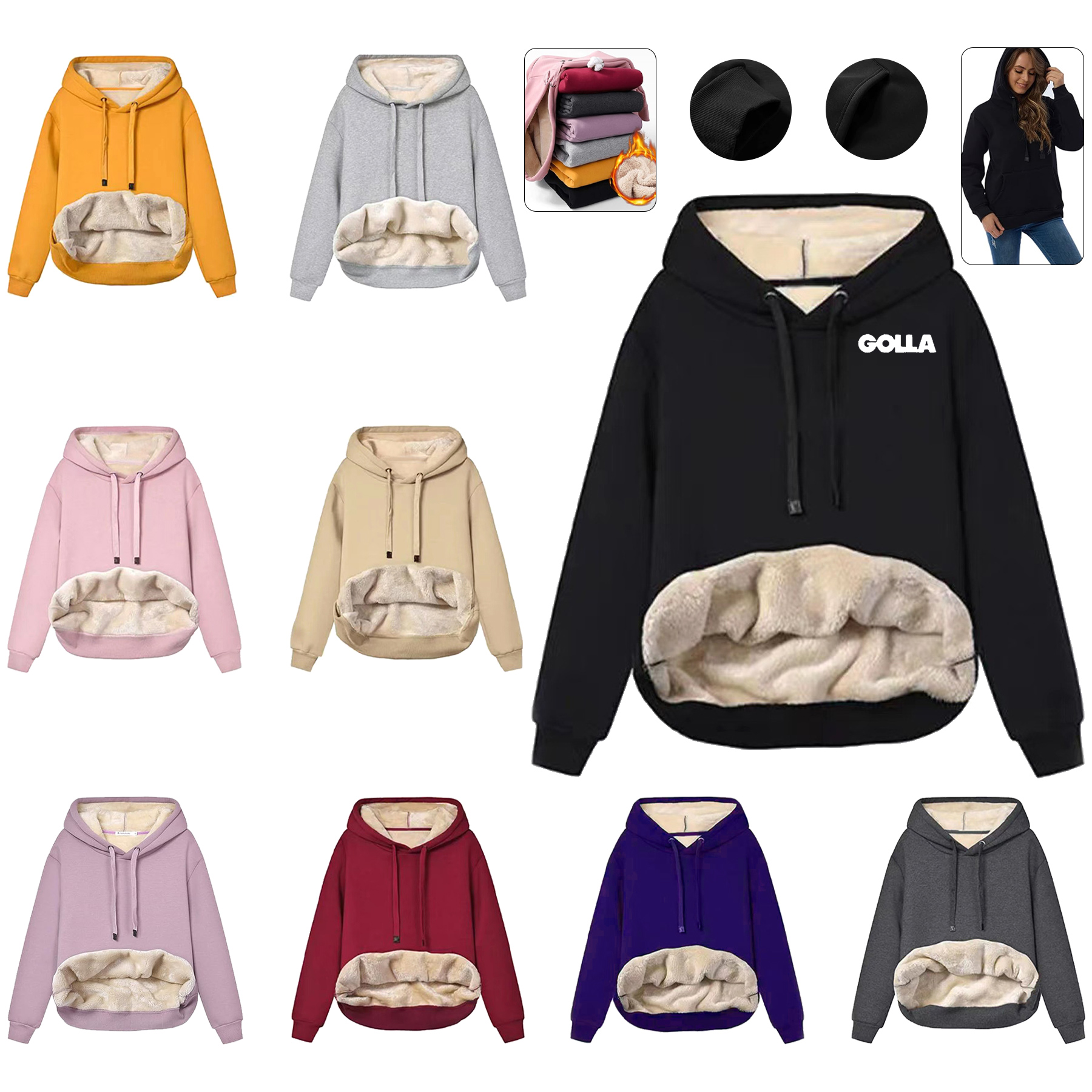 Womens Casual Winter Warm Hooded Sweatshirt 2