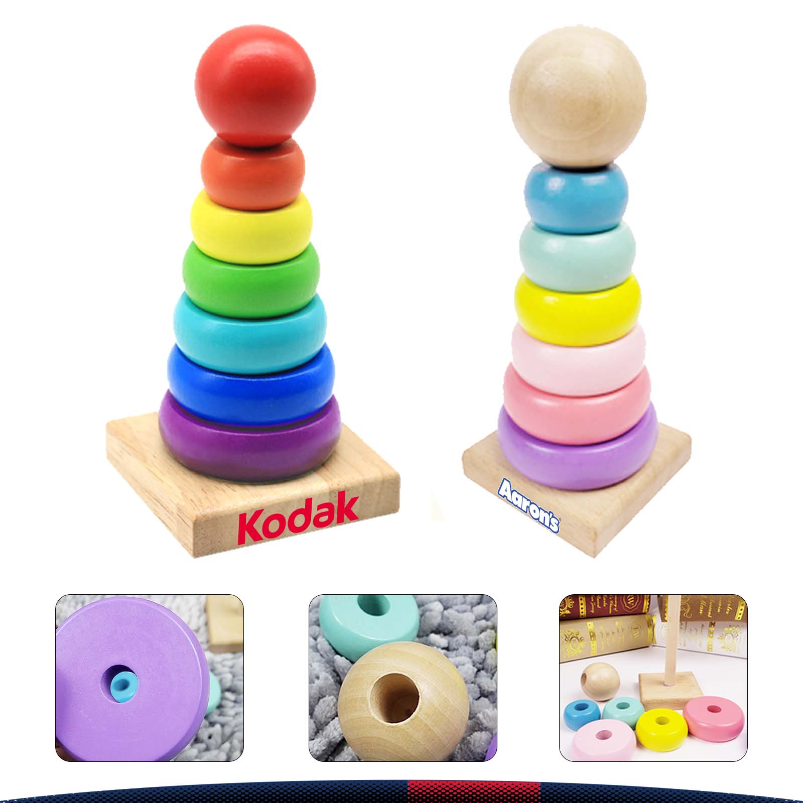 Wooden Rainbow Stacking Tower 3