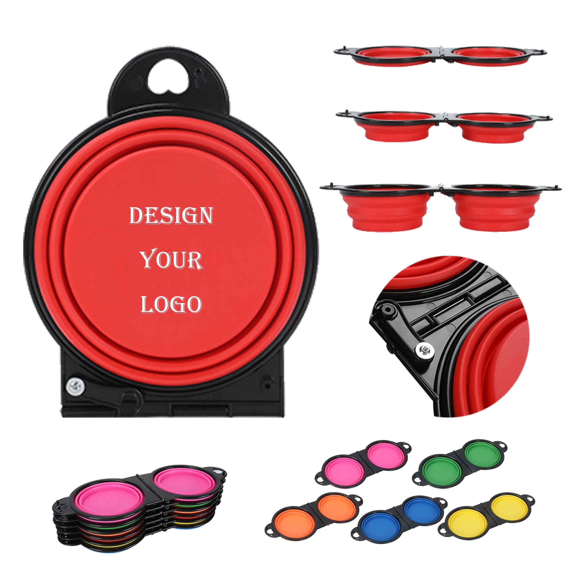 Collapsible Dog Dual Bowls with Carabiner 4