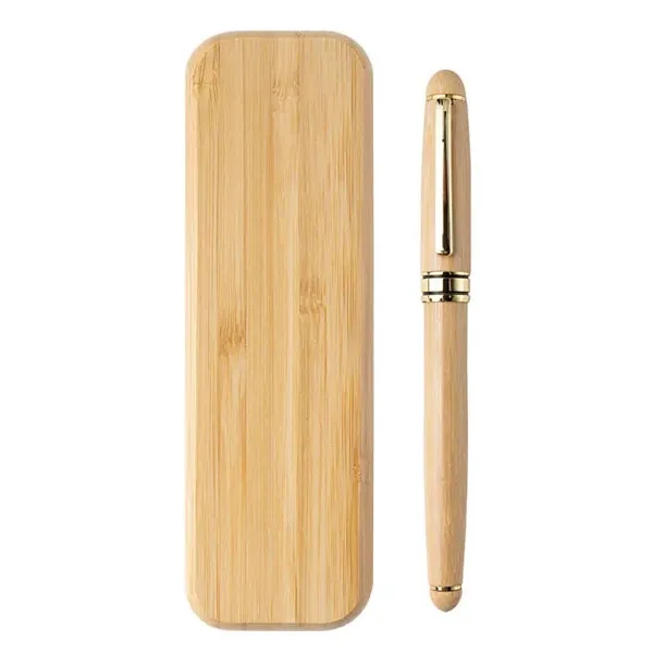 Personalized Bamboo Ballpoint Pen With Case Sets 1