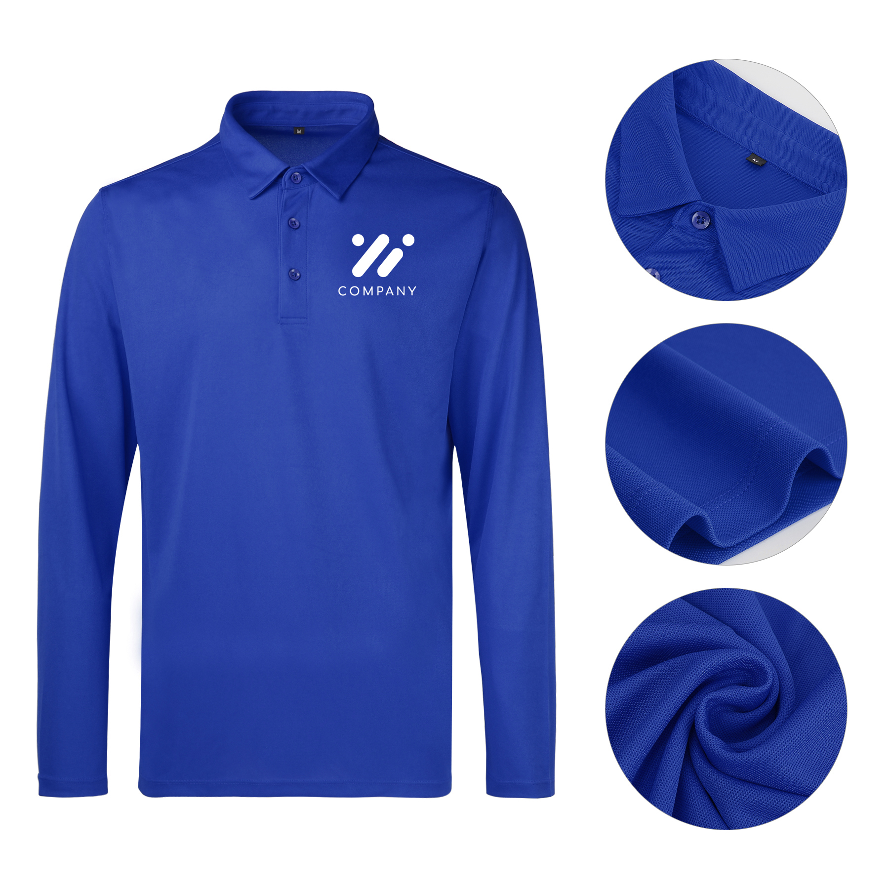 Men's Sport Micro Pique Long Sleeve Polo Shirt 7