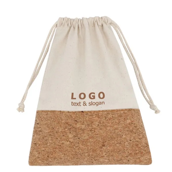 Promotional Cotton And Cork Drawstring Bag - 10" x 6" 4