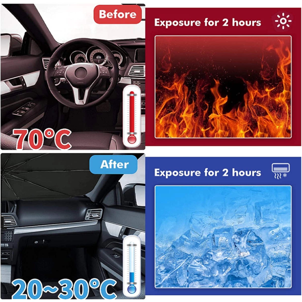 Car Windshield Sun Shade Foldable Umbrella 5