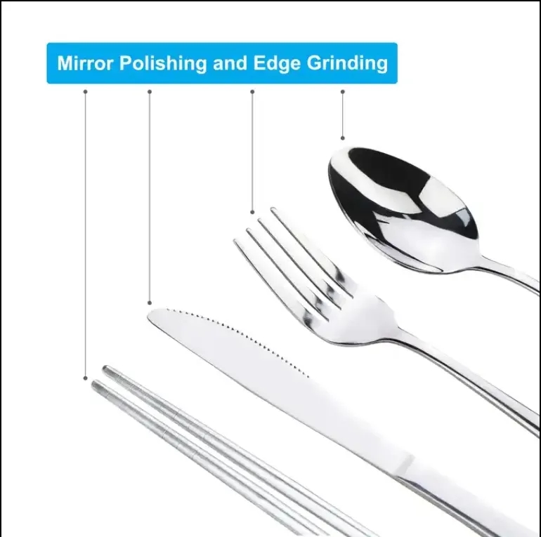 Travel Stainless Steel Cutlery Bag Set 5