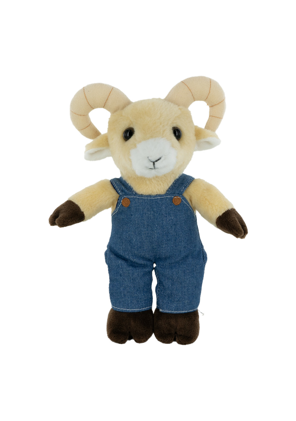 Plush Ram with Denim Overalls