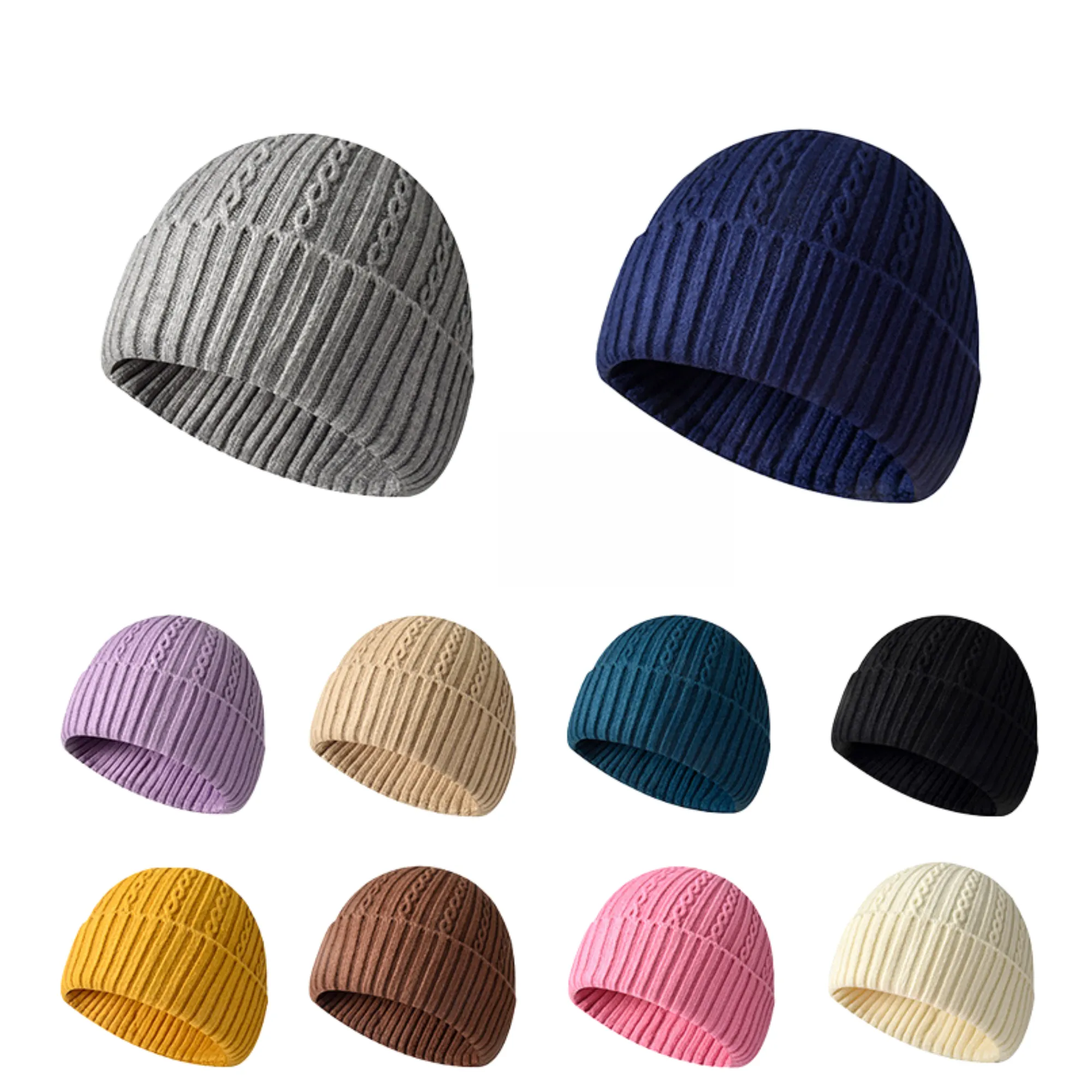 Winter Casual Solid Color Knitted Beanie Hat 5
