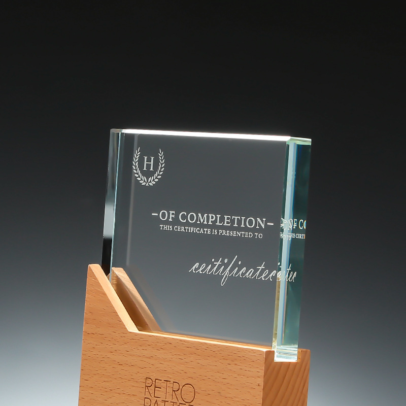 Wooden Base Crystal Trophy 2