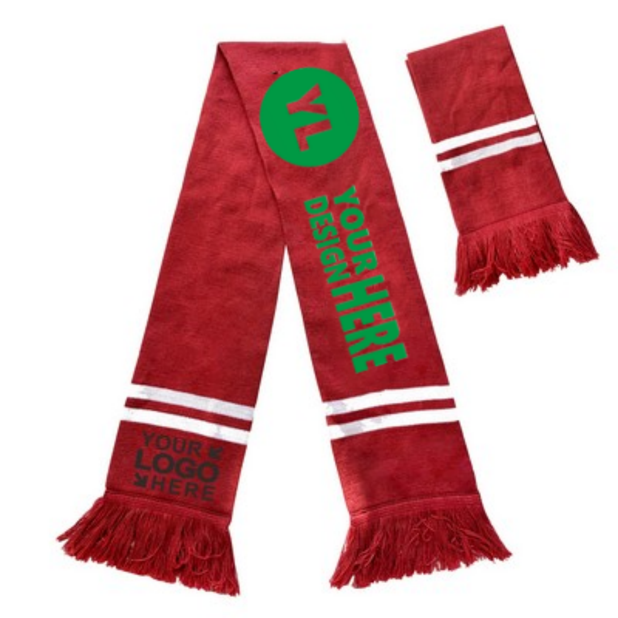 Full Color Knitted Polyester Soccer Scarf w/ fringe 2
